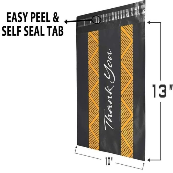 8/$20 Black Thank You Polymailers 10ct 10x13 Poly Mailer Bags Self Seal - Picture 3 of 3